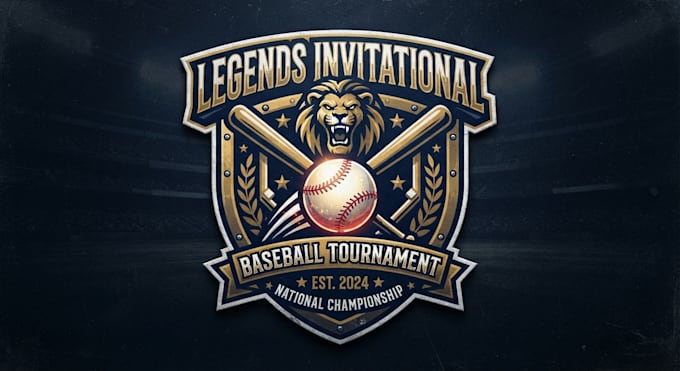 design a powerful baseball tournament logo
