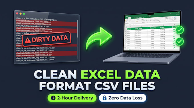 clean excel data format csv and remove duplicates