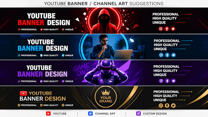 design professional youtube banner