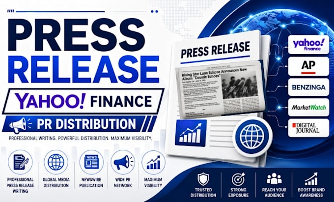 write a professional press release and distribute it on yahoo finance