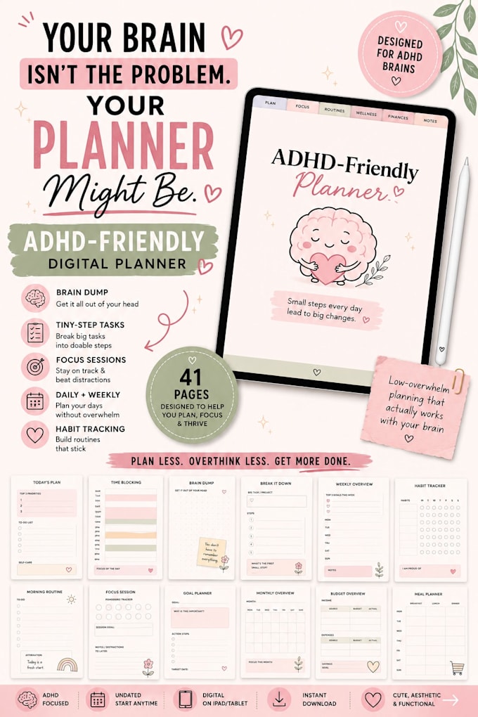 aesthetic adhd friendly planner