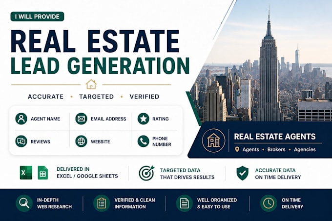 generate targeted real estate leads and do web research