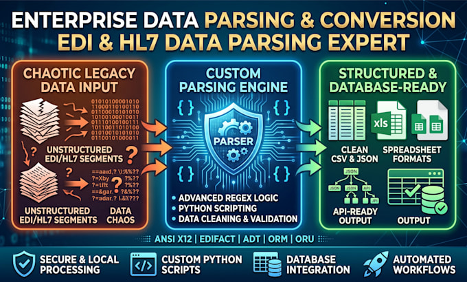 parse and map complex edi 850 or hl7 healthcare data using python