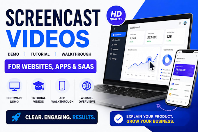 create screencast video, software demo, tutorial and app walkthrough for website