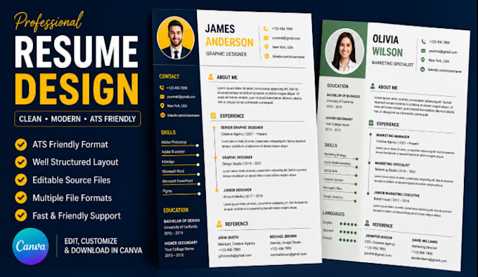 design a professional and modern CV or resume