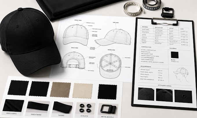 create a cap tech pack for your manufacturer