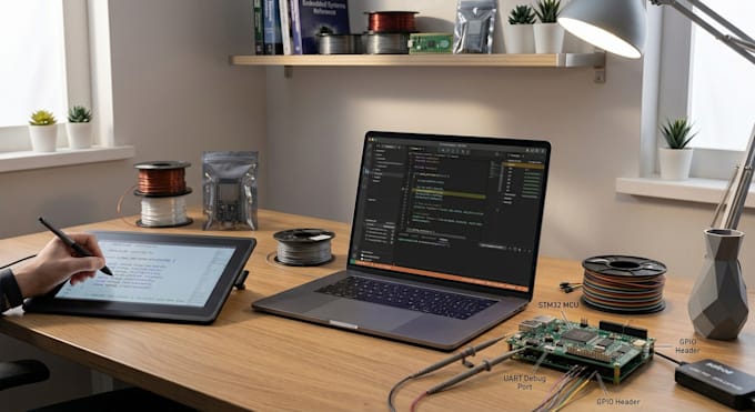 develop embedded firmware for stm32, esp32 and arduino and other mcu