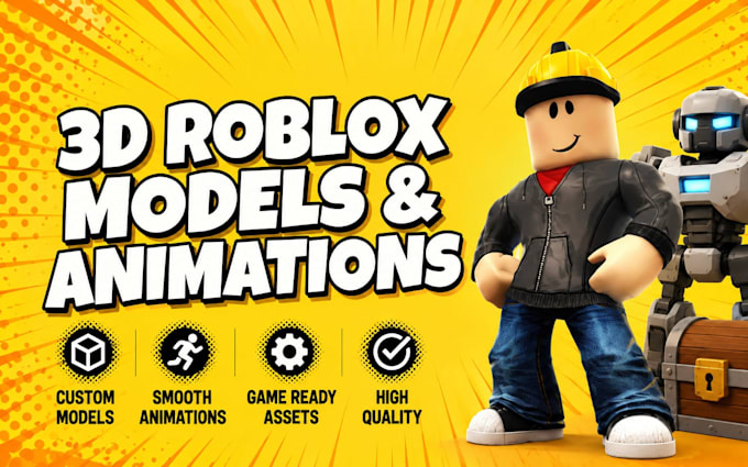 create custom 3d roblox models, assets and animations