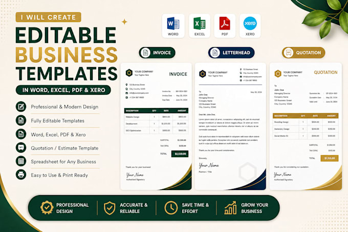 do editable invoice templates letterhead pricelists quotations in word excel pdf