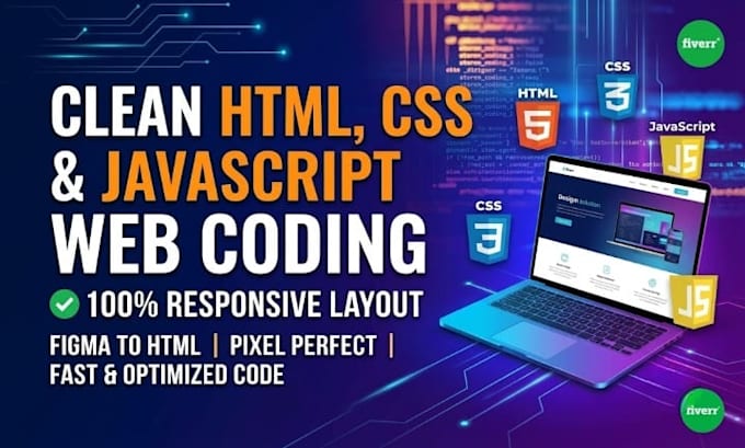 clean responsive HTML CSS javascript code for your website design