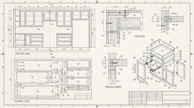 create kitchen cabinet, cnc, fabrication and shop drawings
