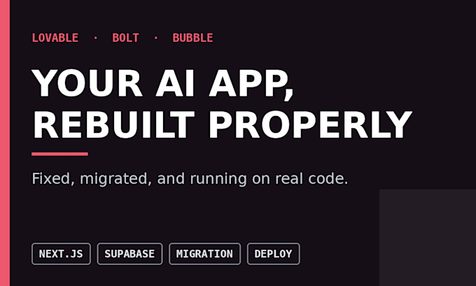 rebuild your lovable bolt or bubble app in production ready next js code