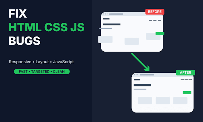 fix HTML, CSS, and javascript bugs and responsive issues