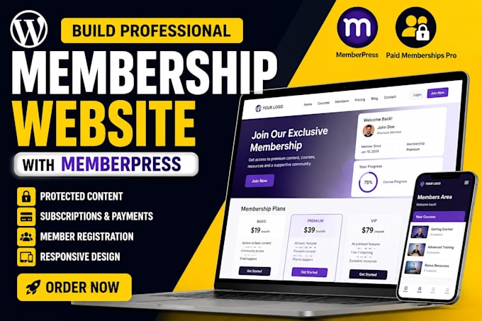 build wordpress membership website with subscriptions and memberpress