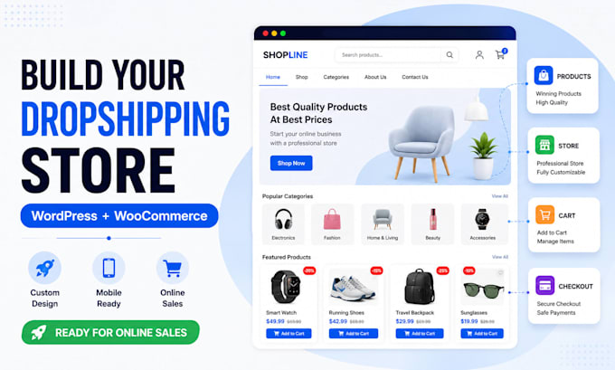 create a wordpress woocommerce dropshipping website
