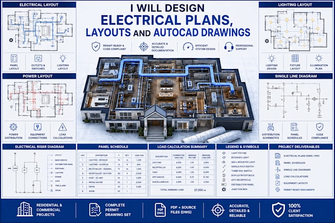 design electrical plans layouts and autocad drawings