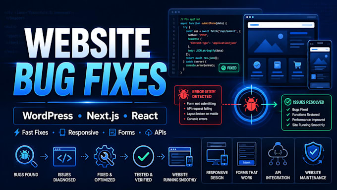 fix website bugs and make small wordpress or nextjs changes