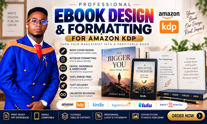 do ebook formatting, paperback formatting, kindle formatting, book layout design