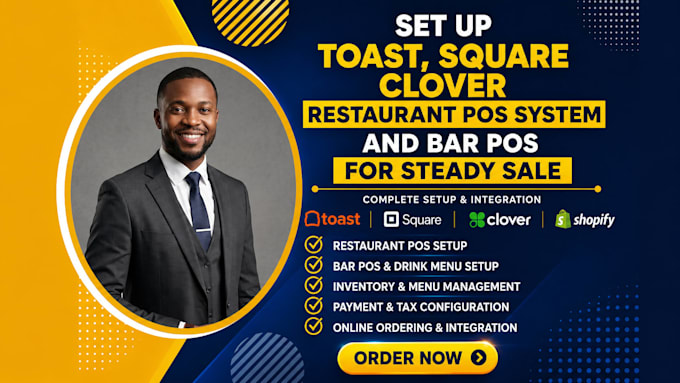 set up toast square clover restaurant pos system and bar pos for steady sale