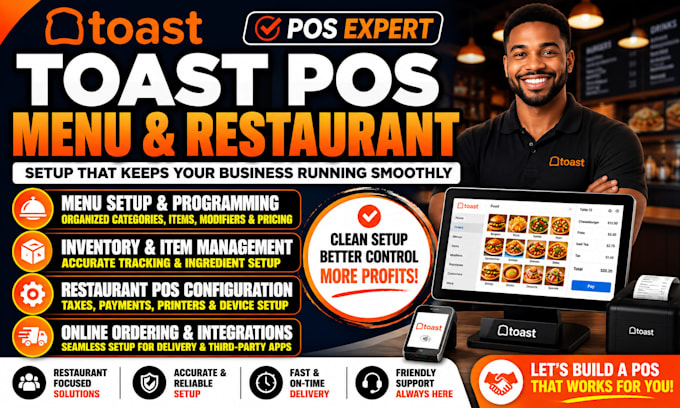 set up toast pos menu and restaurant pos system
