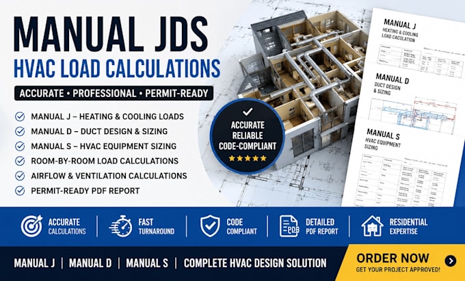 do manual j d s hvac load calculations, duct design and permits