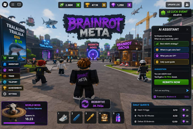 develop roblox, lag free, pbr materials with agentic ai, luau pro, brainrot meta