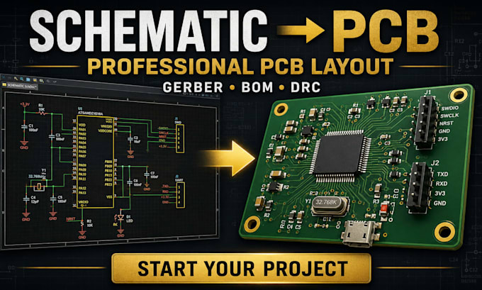 convert your schematic to professional kicad pcb, pcb layout, and gerber files