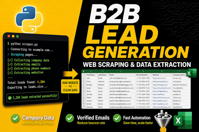 build a python web scraper for b2b lead generation with verified emails