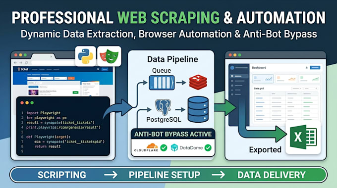 do python web scraping, data extraction, and browser automation with playwright