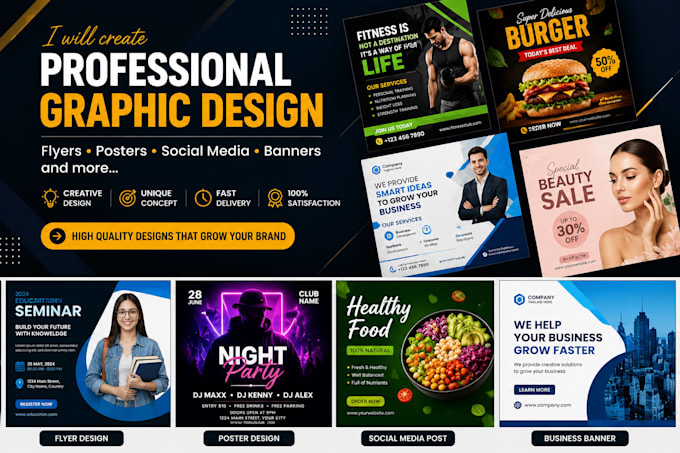 design professional flyers, posters and promotional graph