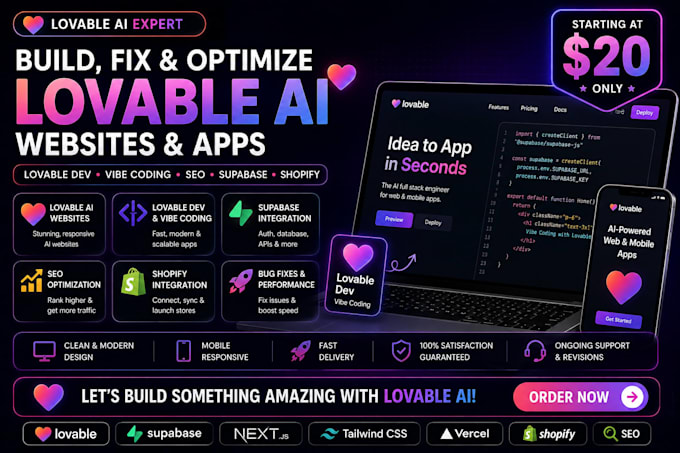 lovable ai website lovable dev vibe coding app supabase seo lovable shopify