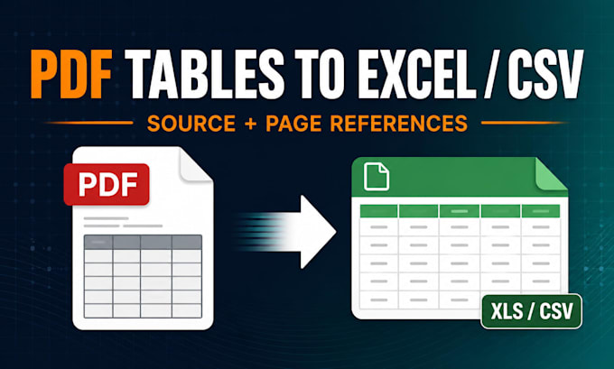 extract PDF tables to excel or CSV with source page references