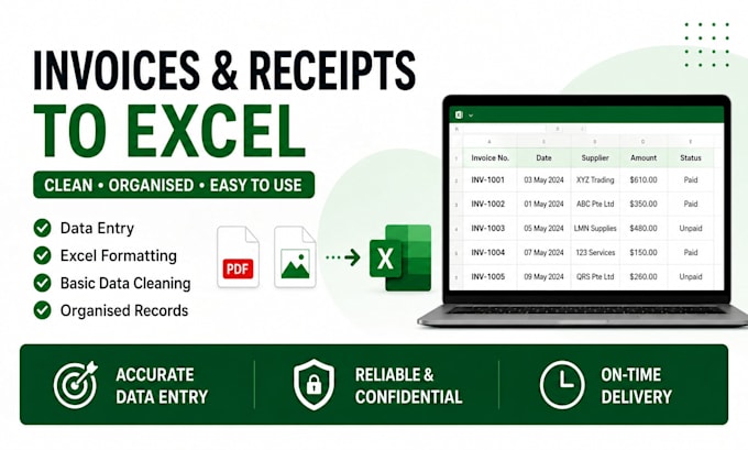 convert invoices and receipts into clean excel spreadsheets