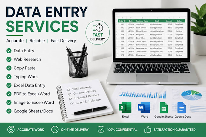 do accurate data entry, typing, and excel data cleaning