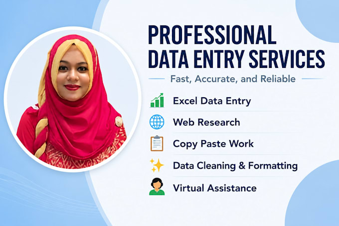 do data entry web research and excel data cleaning