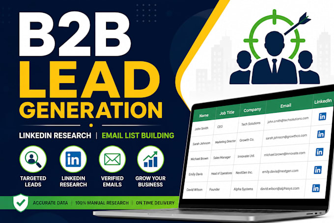do b2b lead generation, linkedin research and email list building