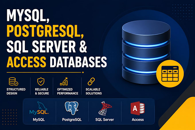 design mysql, postgresql, sql server and access databases