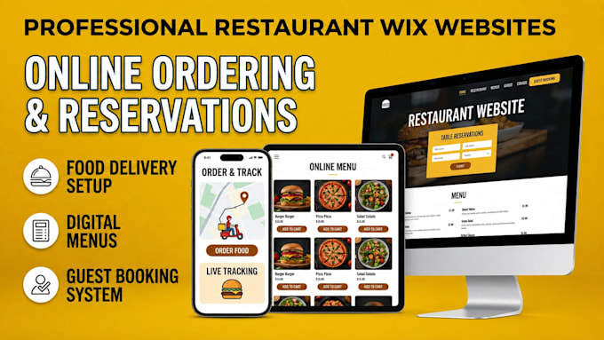 design wix restaurant website online ordering and table reservation