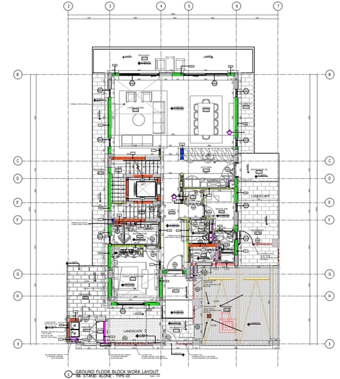 draft detailed architectural 2d cad plans
