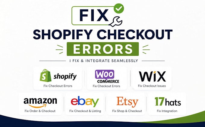 fix shopify checkout errors woocommerce wix amazon ebay etsy 17hats integration