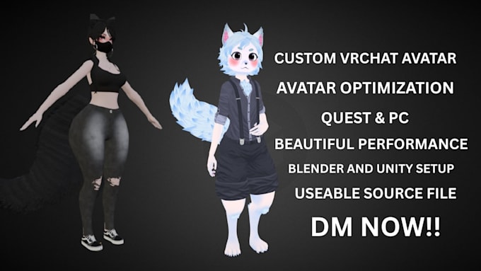 create custom vrchat avatar, vrc avatar quest and PC optimization, animation