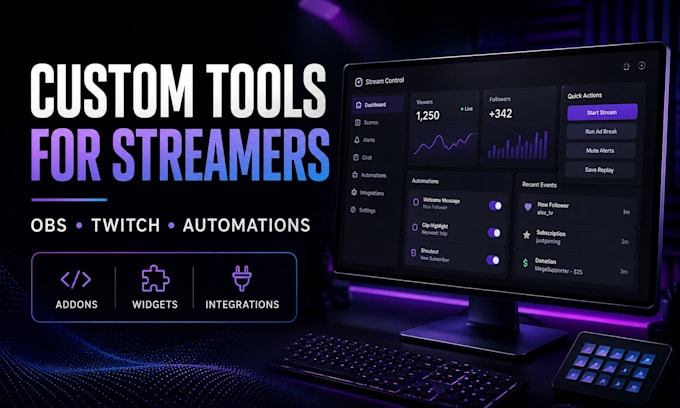 develop custom obs tools, stream addons and automations