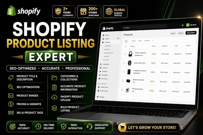 add and optimize shopify product listings