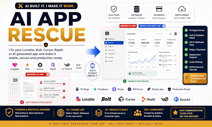 fix your lovable, bolt, cursor, replit or ai generated app