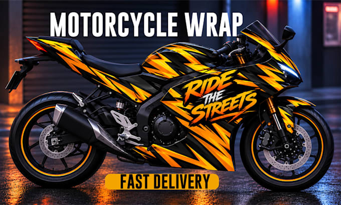create professional motorcycle wrap design, car wrap and helmet wrap design