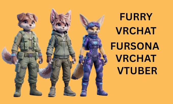 custom vrchat avatar, 3d model, vr character furry vrchat, anime, vrchat art