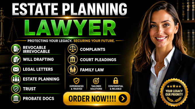 draft irrevocable trusts, probate documents, wills, and estate planning letters
