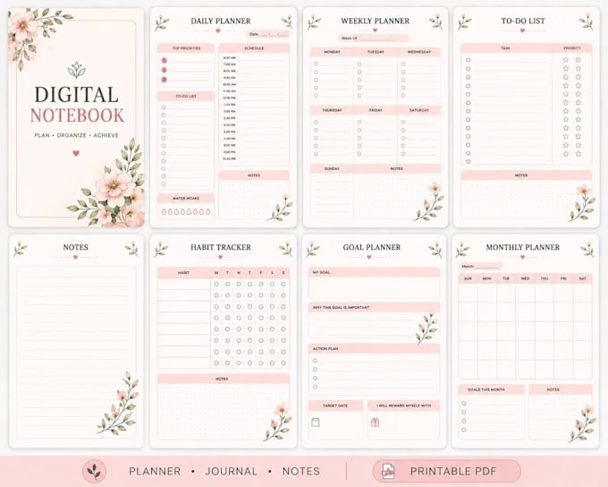 digital notebook journal planner design