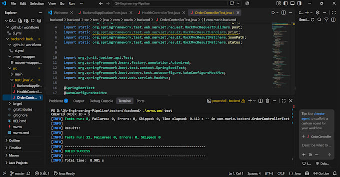 automate backend API tests with java, junit and mockmvc