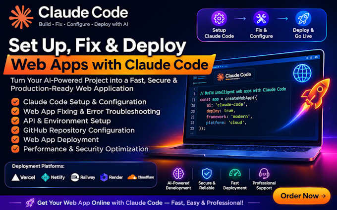 setup claude code for web app fix configure deployment with claude code